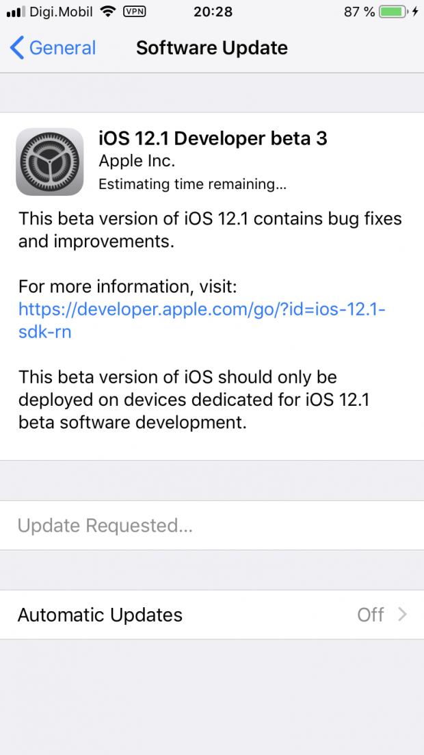 iOS 12.1 beta 3
