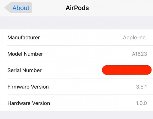 Apple firmware update 3.5.1 for AirPods
