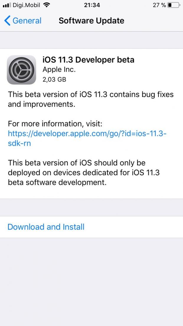 iOS 11.3 Developer beta