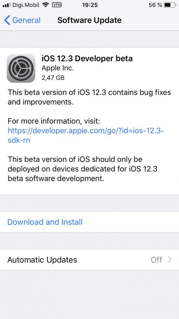 iOS 12.3 beta
