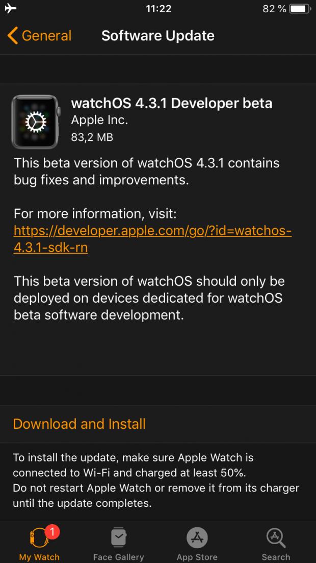 watchOS 4.3.1 beta 1