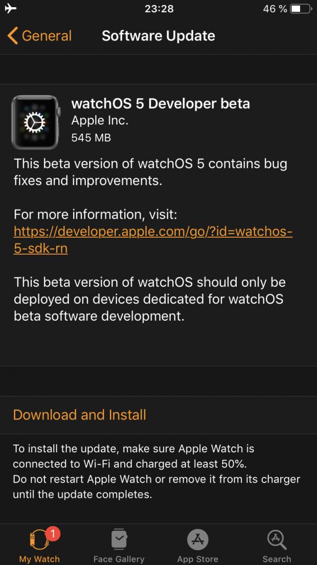 watchOS 5 Developer beta