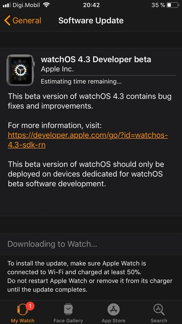 watchOS 4.3 Developer beta