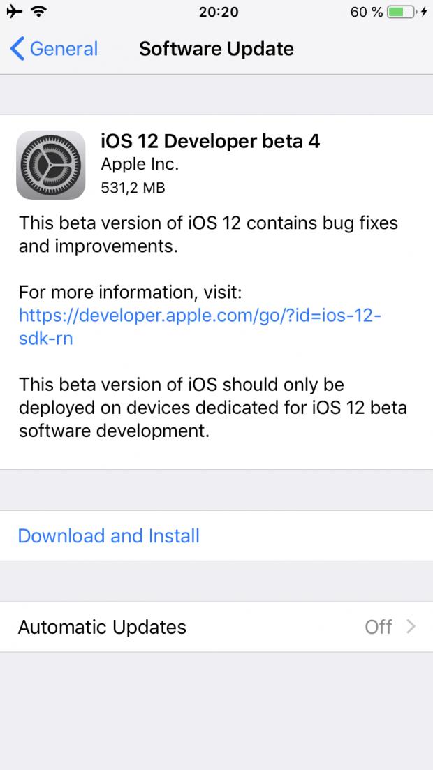 iOS 12 beta 4