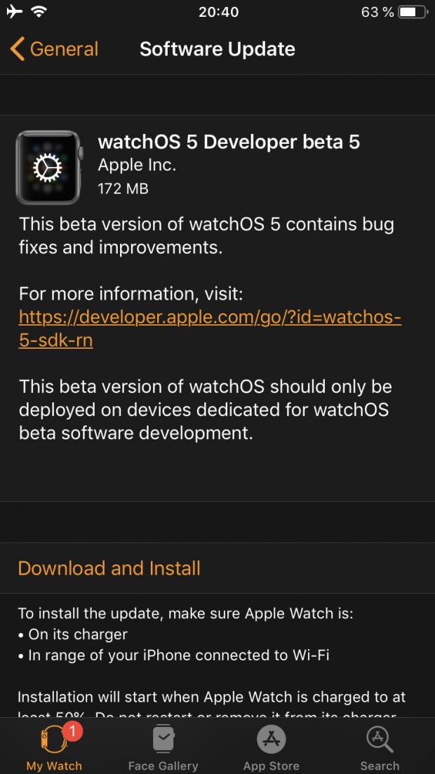 watchOS 5 beta 5