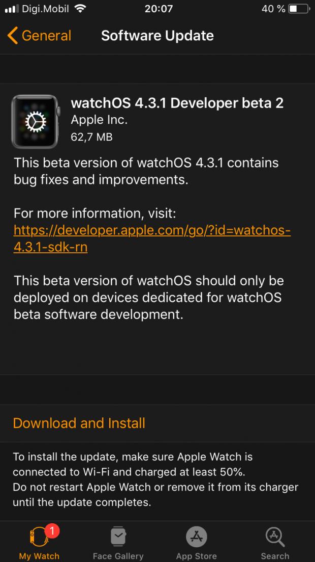 watchOS 4.3.1 beta 2