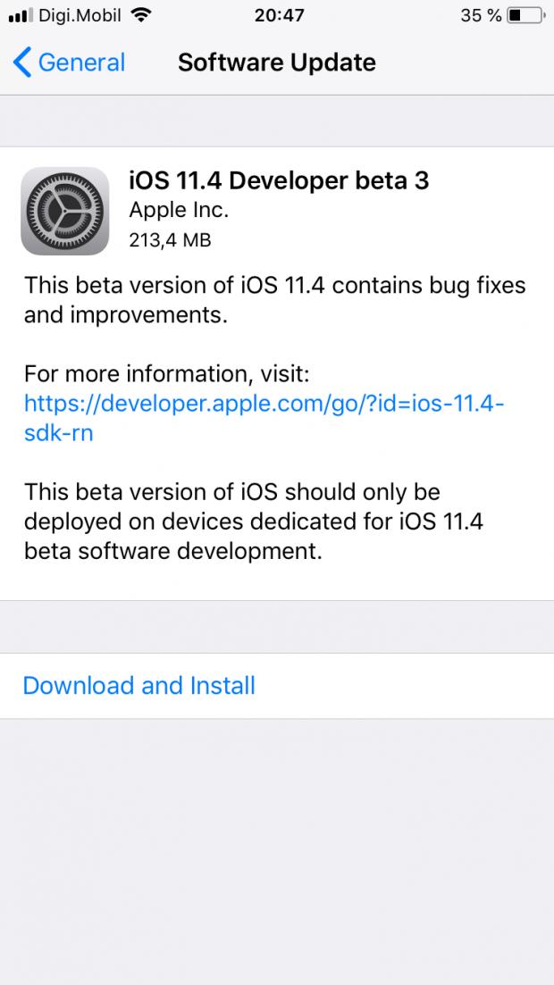 iOS 11.4 beta 3
