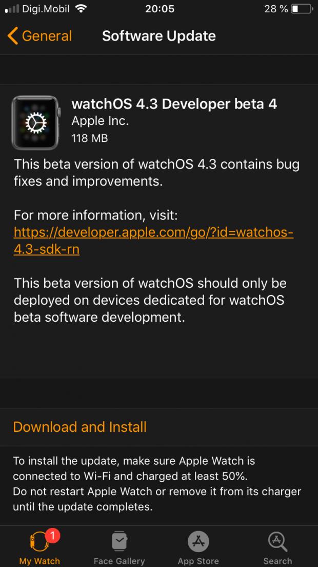 watchOS 4.3 beta 4