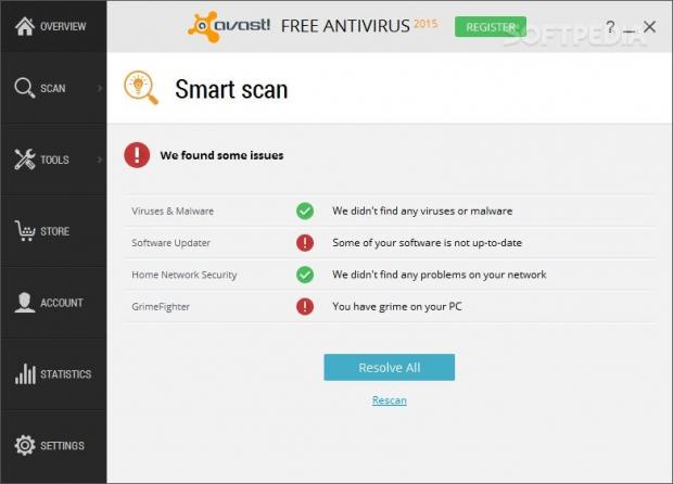 The Smart scan looks for viruses, software updates, network problems and performance issues.