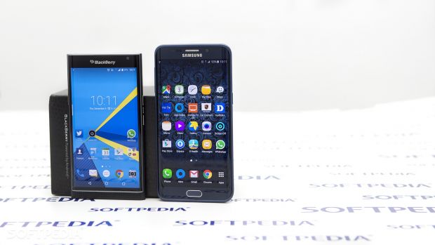 BlackBerry PRIV and Samsung Galaxy S6 edge+ screen bezel comparison