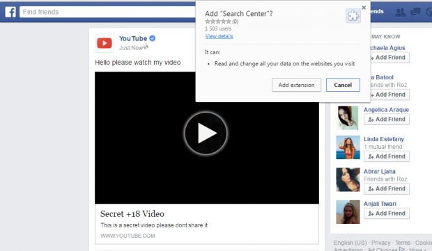 Users prompted to install malicious extension on Facebook look-alike site