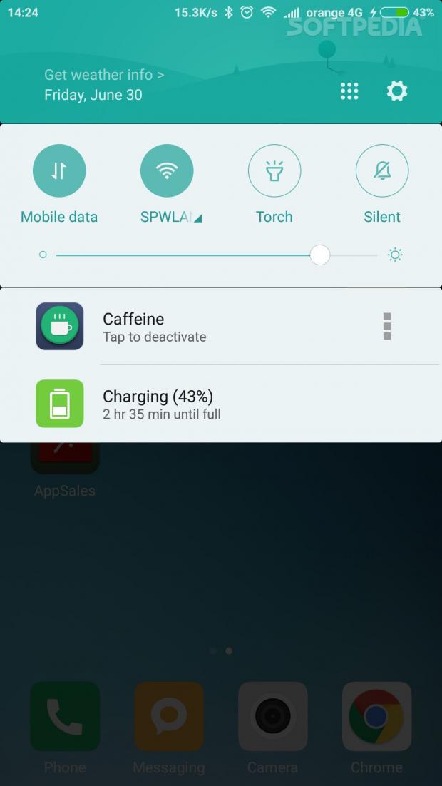 Notification settings for Caffeine