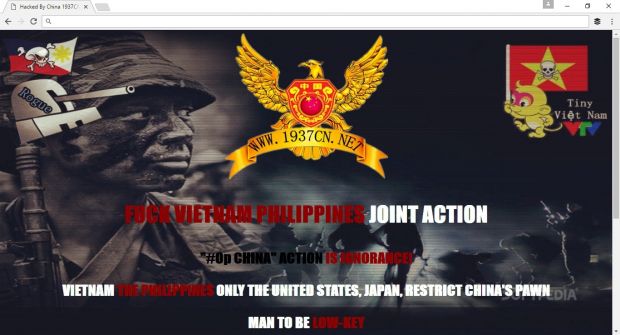 Defacement message on the website of Vietnam Airlines