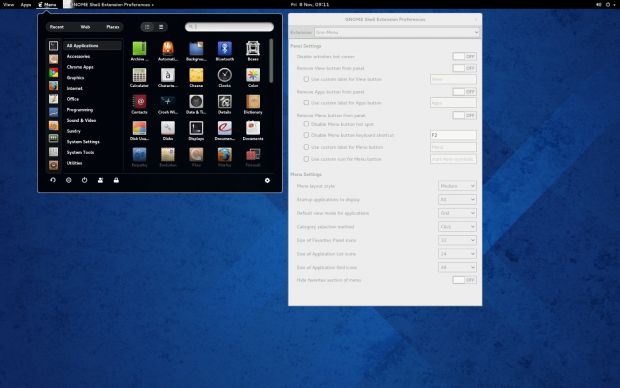 Custom GNOME 3 menu