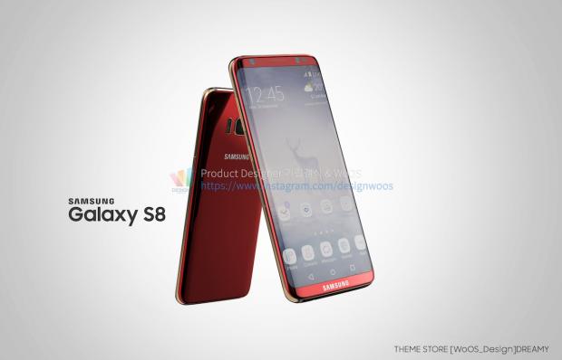 Render of Galaxy S8 in red