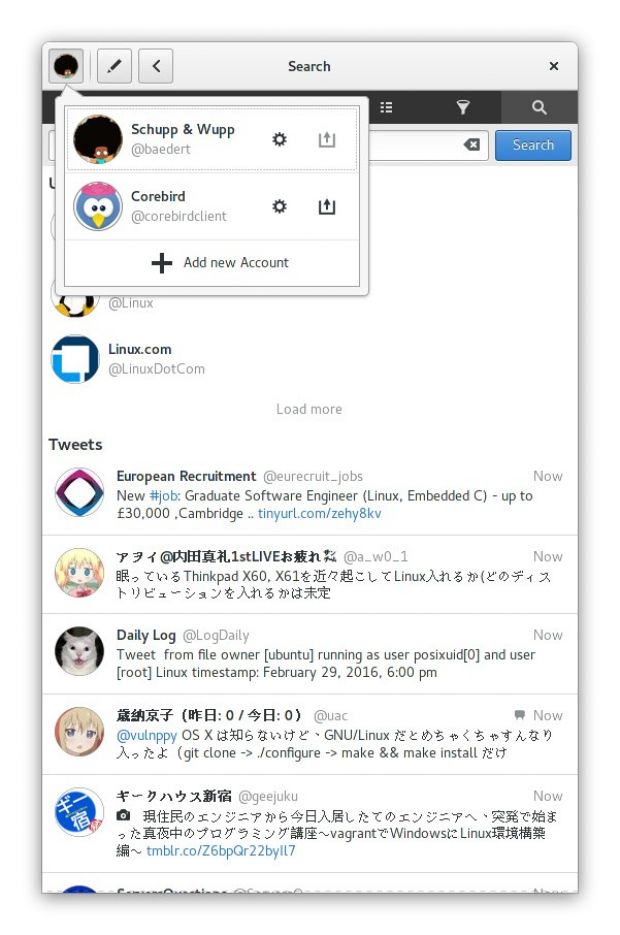 Corebird native GTK+ Twitter client for Linux desktops