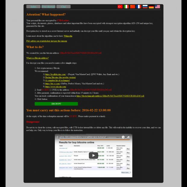 Sample "CTB-Locker for Websites" ransom note