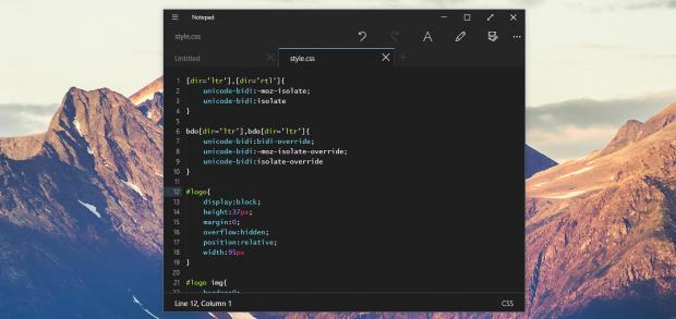 Dark theme Notepad concept with tabs and other features