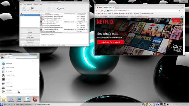 KDE Desktop with Netflix running in version 160604 of DebEX KDE