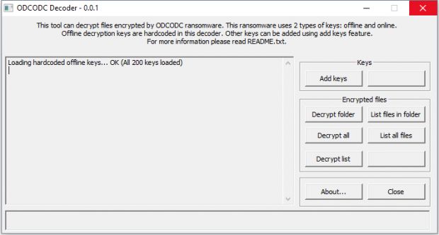 ODCODC ransomware decrypter