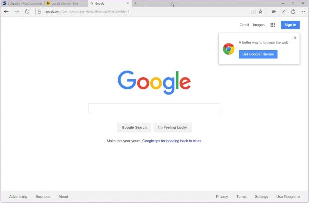 Google displaying Chrome ads on the homepage