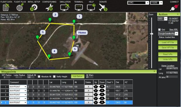 Mission Planner, drone ground station software