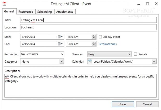 A new event can be added by providing general information, setting up the recurrence parameters, scheduling the process, and inserting attachments.
