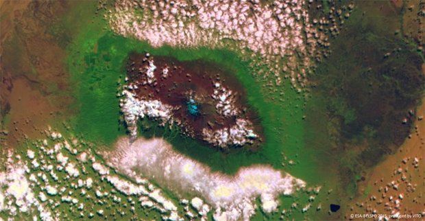 Satellite view of Mount Kilimanjaro