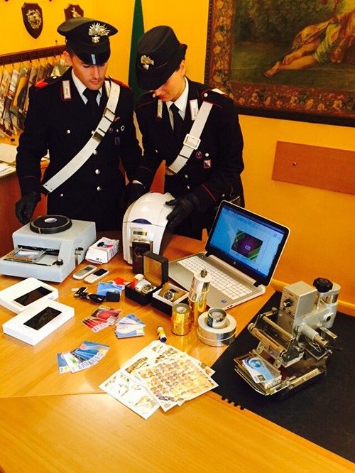 Goods seized from suspects by Italian police