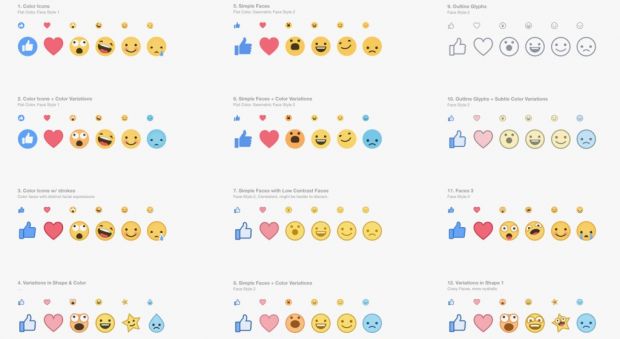 Variations on the Facebook emoji reactions