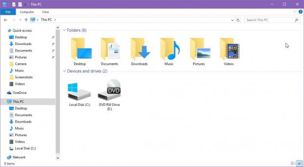 File Explorer in the current retail version of Windows 10