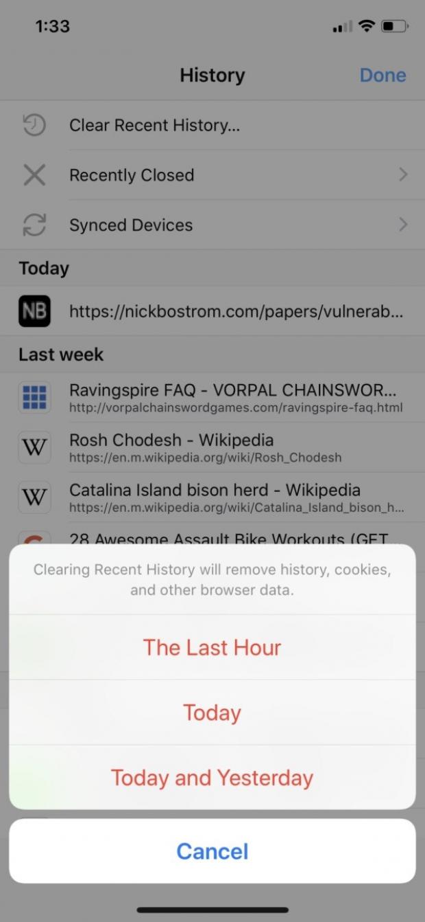 Clear your web history with one tap
