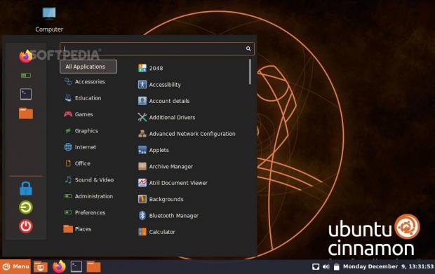 Ubuntu Cinnamon Remix - Applications menu