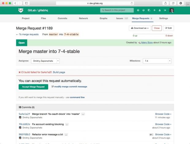 GitLab's interface for the self-hosted version