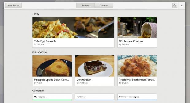 GNOME Recipes application