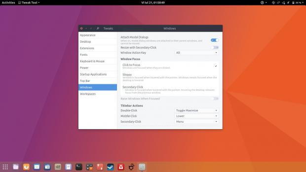 GNOME Tweaks in Ubuntu 17.10