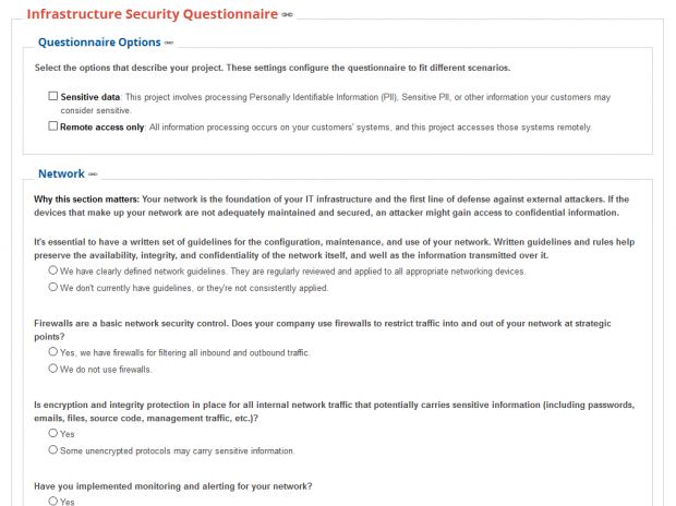 Sample of one of the VSAQ questionnaires