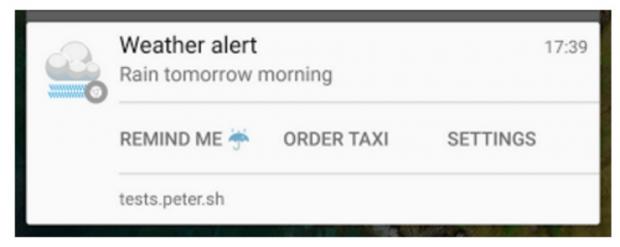 Notification actions in Chrome 48 on Android