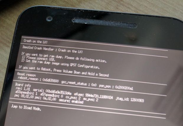 A Nexus 5X device crashing during exploitation