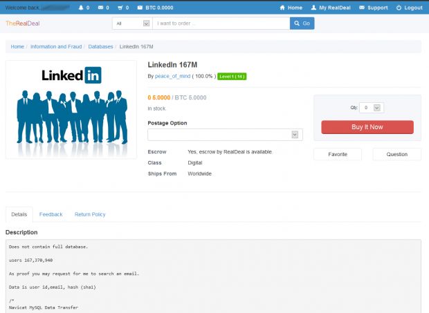 TheRealDeal LinkedIn data listing