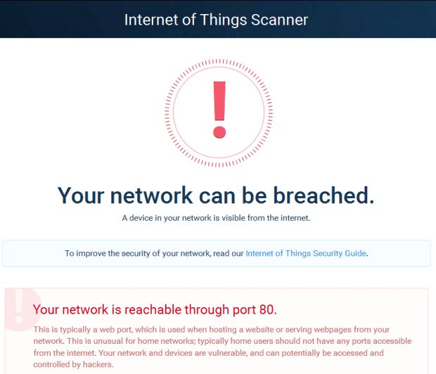Internet of Things Scanner, bad report