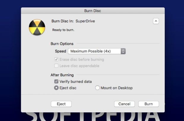 Burning a disk image on OS X