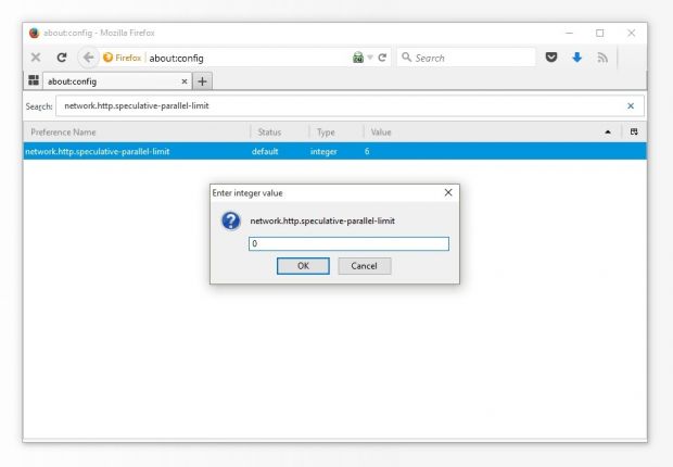 How to disable link pre-connections in Firefox