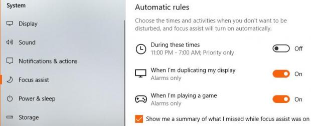 The Automatic rules pre-configured in Windows 10 April 2018 Update