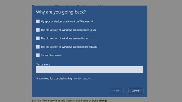 Microsoft wants to know why you decide to downgrade