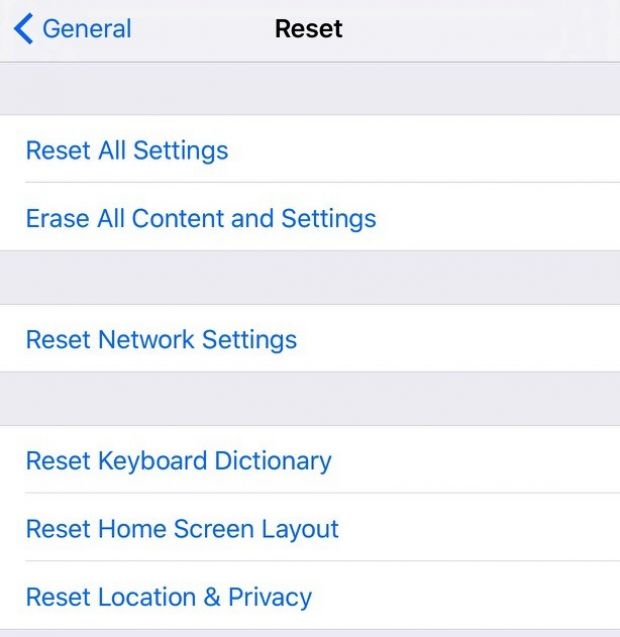 Resetting an iPhone