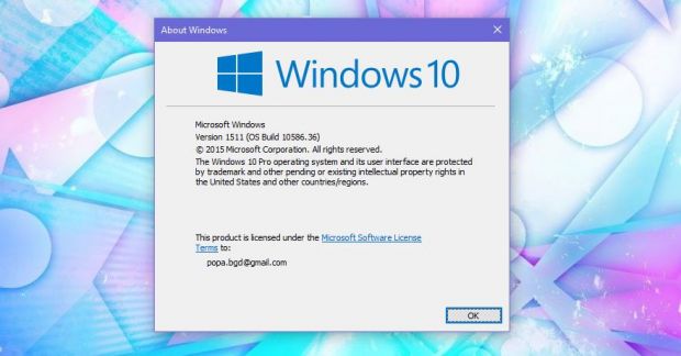 windows 10 pro version 1511 size