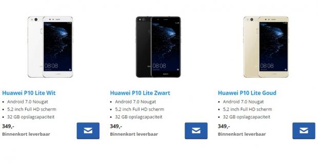 Huawei P10 Lite color variations