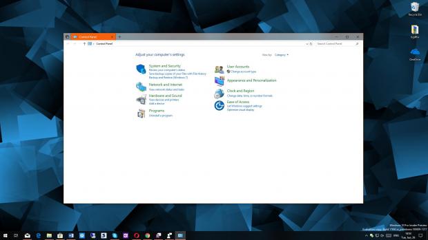 What the Control Panel looks in the latest Windows 10 RS5 preview build