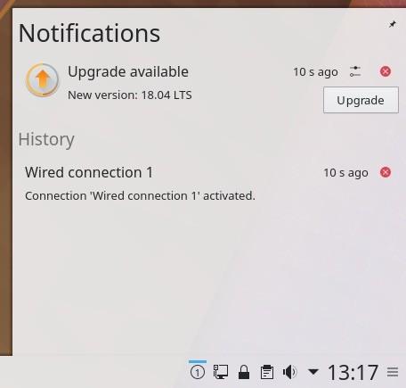 Upgrade notification for KDE neon
